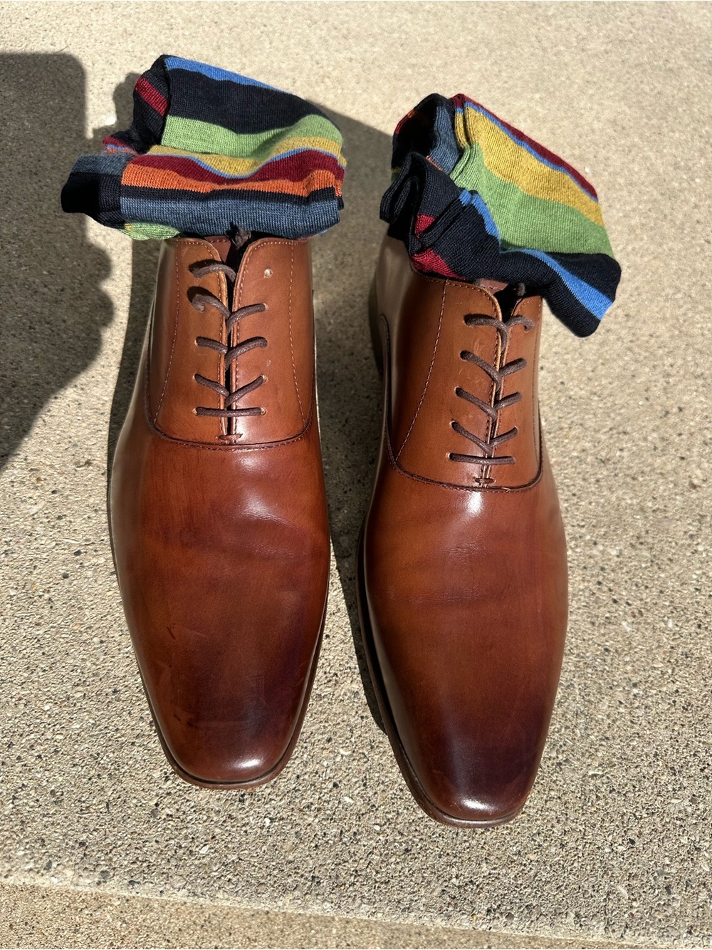 Aldo Tan Brown Leather Derby Oxfords